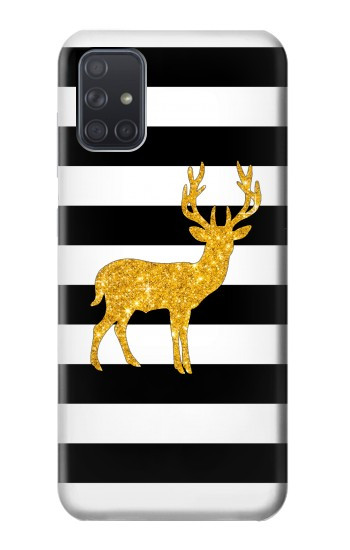 S2794 Black and White Striped Deer Gold Sparkles Hülle Schutzhülle Taschen für Samsung Galaxy A71 5G