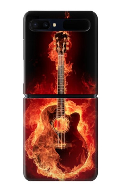 S0415 Fire Guitar Burn Hülle Schutzhülle Taschen für Samsung Galaxy Z Flip 5G