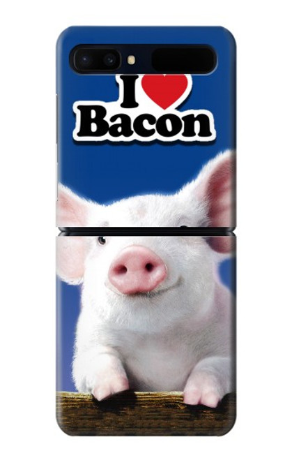 S0608 I Love Bacon Cute Baby Pig Hülle Schutzhülle Taschen für Samsung Galaxy Z Flip 5G