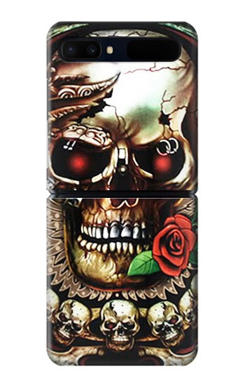 S0753 Skull Wing Rose Punk Hülle Schutzhülle Taschen für Samsung Galaxy Z Flip 5G