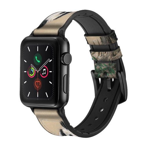 CA0243 Panda Fluffy Art Painting Leather & Silicone Smart Watch Band Strap For Apple Watch iWatch