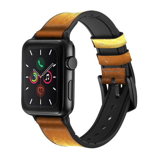 CA0781 Sun Leather & Silicone Smart Watch Band Strap For Apple Watch iWatch