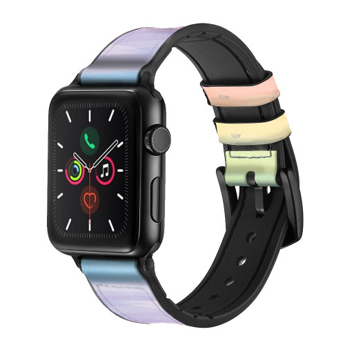 CA0798 Colorful Rainbow Pastel Leather & Silicone Smart Watch Band Strap For Apple Watch iWatch