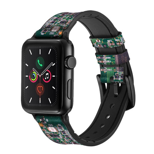 CA0808 Electronics Circuit Board Graphic Leather & Silicone Smart Watch Band Strap For Apple Watch iWatch
