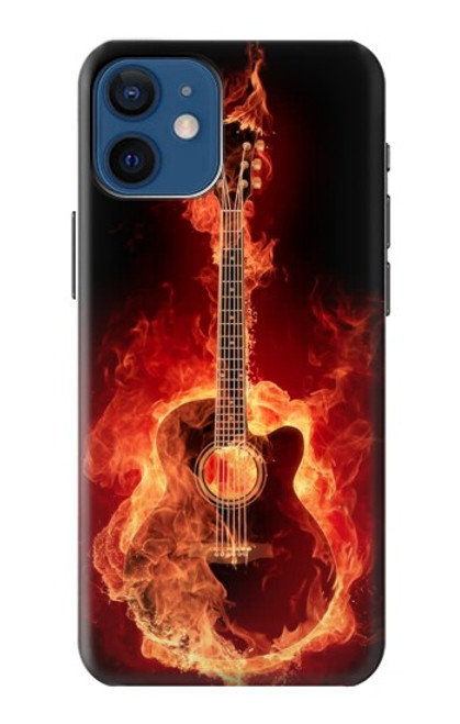 S0415 Fire Guitar Burn Hülle Schutzhülle Taschen für iPhone 12 mini
