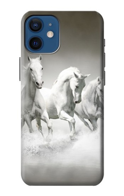 S0933 White Horses Hülle Schutzhülle Taschen für iPhone 12 mini