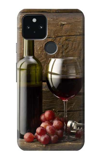 S1316 Grapes Bottle and Glass of Red Wine Hülle Schutzhülle Taschen für Google Pixel 5