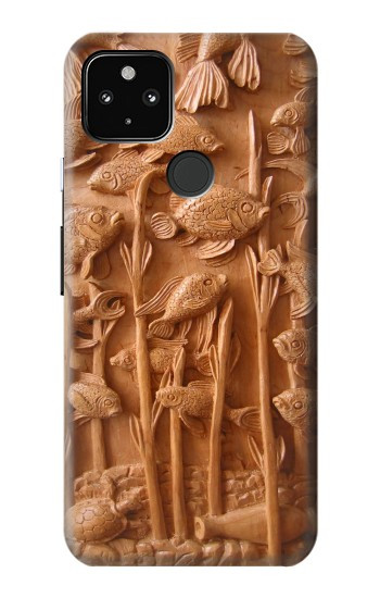 S1307 Fish Wood Carving Graphic Printed Hülle Schutzhülle Taschen für Google Pixel 4a 5G
