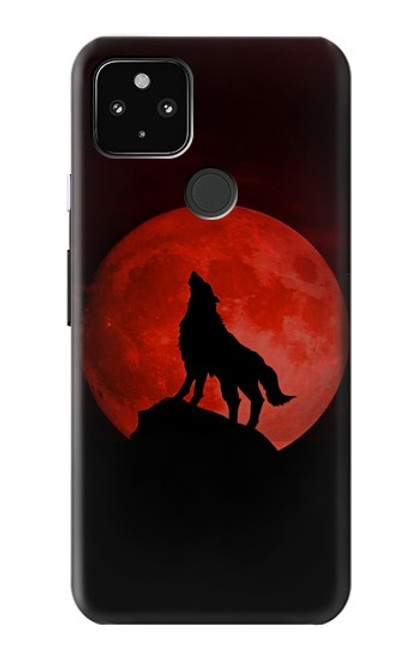 S2955 Wolf Howling Red Moon Hülle Schutzhülle Taschen für Google Pixel 4a 5G