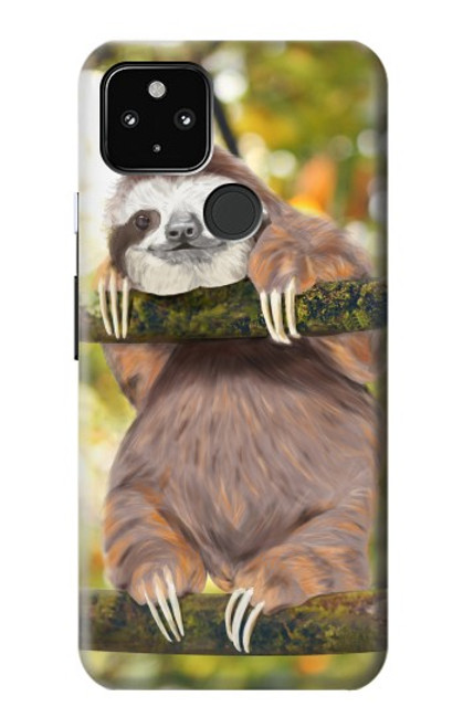 S3138 Cute Baby Sloth Paint Hülle Schutzhülle Taschen für Google Pixel 4a 5G