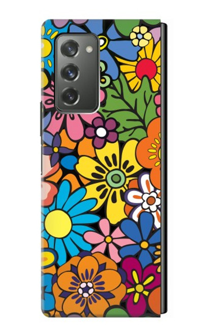 S3281 Colorful Hippie Flowers Pattern Hülle Schutzhülle Taschen für Samsung Galaxy Z Fold2 5G