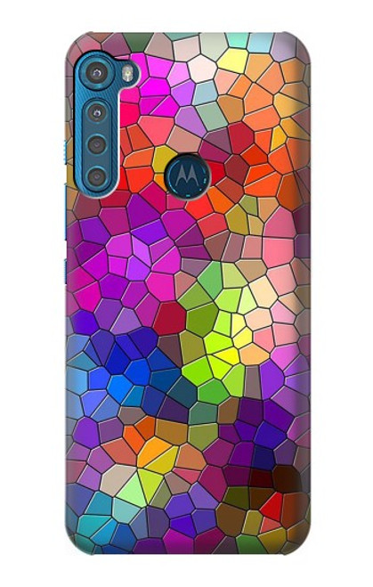 S3677 Colorful Brick Mosaics Hülle Schutzhülle Taschen für Motorola One Fusion+