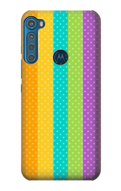 S3678 Colorful Rainbow Vertical Hülle Schutzhülle Taschen für Motorola One Fusion+
