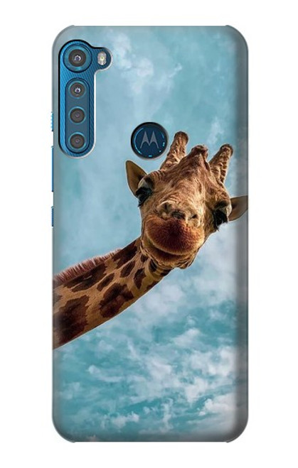 S3680 Cute Smile Giraffe Hülle Schutzhülle Taschen für Motorola One Fusion+