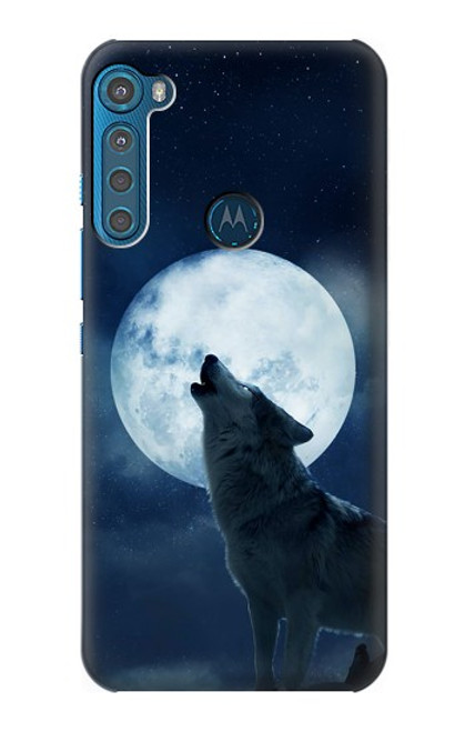 S3693 Grim White Wolf Full Moon Hülle Schutzhülle Taschen für Motorola One Fusion+