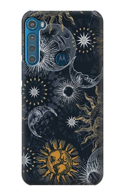 S3702 Moon and Sun Hülle Schutzhülle Taschen für Motorola One Fusion+