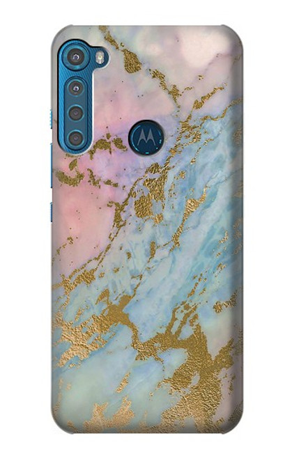 S3717 Rose Gold Blue Pastel Marble Graphic Printed Hülle Schutzhülle Taschen für Motorola One Fusion+