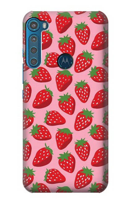 S3719 Strawberry Pattern Hülle Schutzhülle Taschen für Motorola One Fusion+