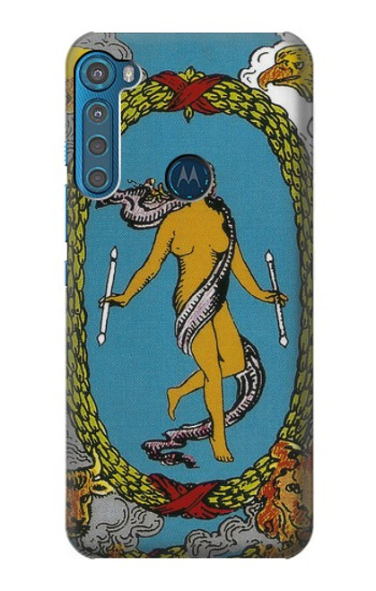 S3746 Tarot Card The World Hülle Schutzhülle Taschen für Motorola One Fusion+
