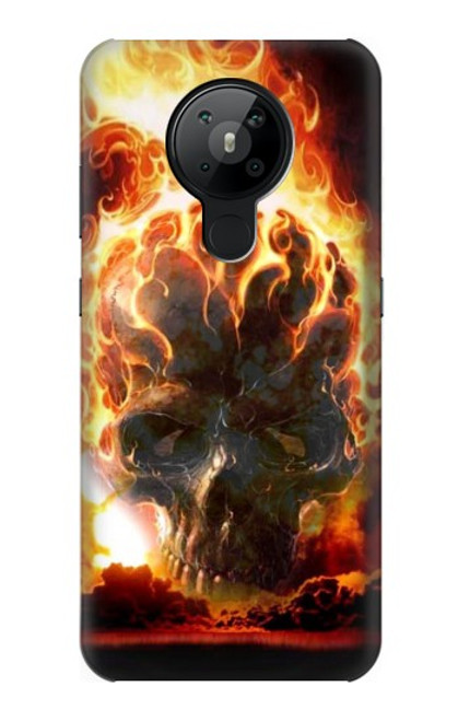 S0863 Hell Fire Skull Hülle Schutzhülle Taschen für Nokia 5.3