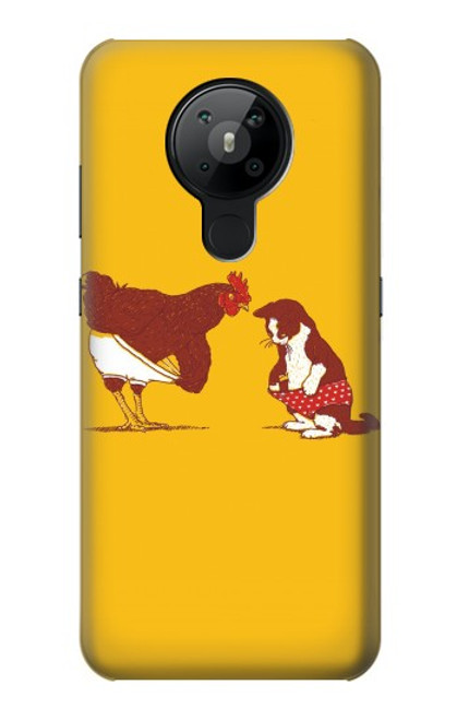 S1093 Rooster and Cat Joke Hülle Schutzhülle Taschen für Nokia 5.3