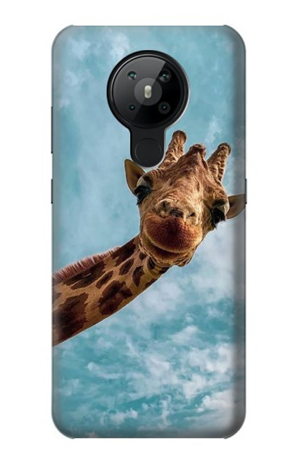 S3680 Cute Smile Giraffe Hülle Schutzhülle Taschen für Nokia 5.3