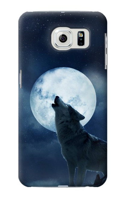 S3693 Grim White Wolf Full Moon Hülle Schutzhülle Taschen für Samsung Galaxy S6