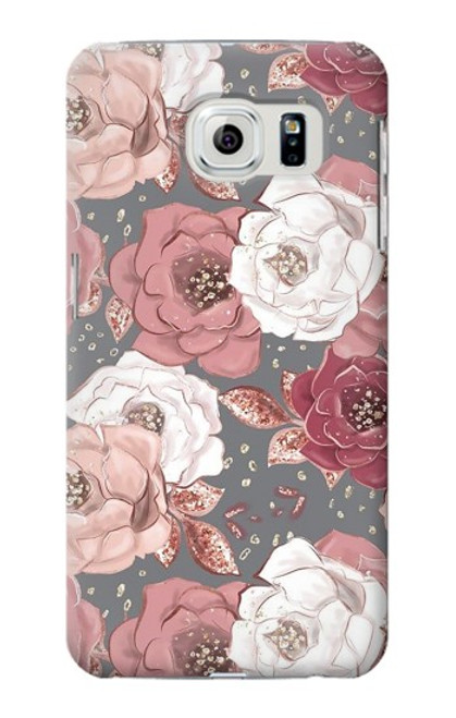 S3716 Rose Floral Pattern Hülle Schutzhülle Taschen für Samsung Galaxy S6