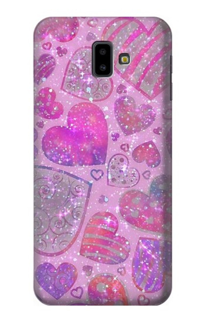 S3710 Pink Love Heart Hülle Schutzhülle Taschen für Samsung Galaxy J6+ (2018), J6 Plus (2018)