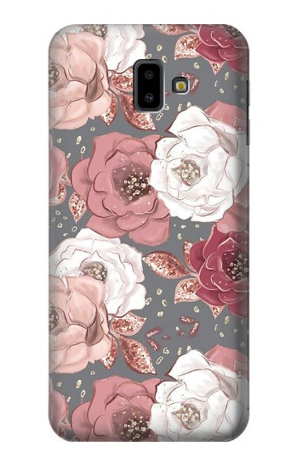 S3716 Rose Floral Pattern Hülle Schutzhülle Taschen für Samsung Galaxy J6+ (2018), J6 Plus (2018)