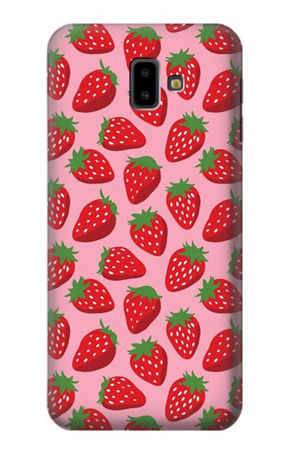 S3719 Strawberry Pattern Hülle Schutzhülle Taschen für Samsung Galaxy J6+ (2018), J6 Plus (2018)