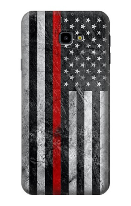 S3687 Firefighter Thin Red Line American Flag Hülle Schutzhülle Taschen für Samsung Galaxy J4+ (2018), J4 Plus (2018)