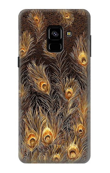 S3691 Gold Peacock Feather Hülle Schutzhülle Taschen für Samsung Galaxy A8 (2018)