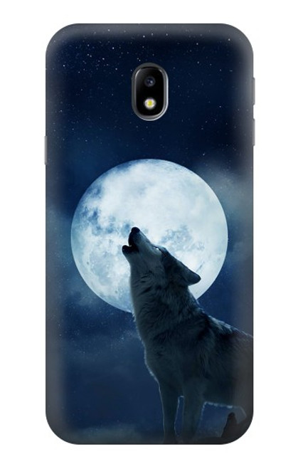 S3693 Grim White Wolf Full Moon Hülle Schutzhülle Taschen für Samsung Galaxy J3 (2017) EU Version