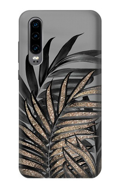 S3692 Gray Black Palm Leaves Hülle Schutzhülle Taschen für Huawei P30
