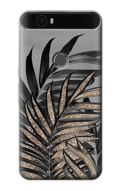 S3692 Gray Black Palm Leaves Hülle Schutzhülle Taschen für Huawei Nexus 6P