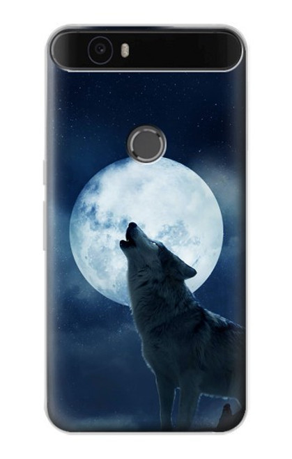 S3693 Grim White Wolf Full Moon Hülle Schutzhülle Taschen für Huawei Nexus 6P