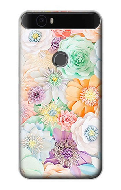 S3705 Pastel Floral Flower Hülle Schutzhülle Taschen für Huawei Nexus 6P