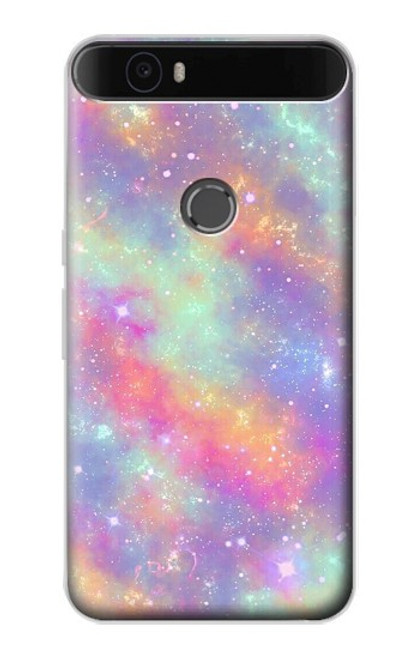 S3706 Pastel Rainbow Galaxy Pink Sky Hülle Schutzhülle Taschen für Huawei Nexus 6P