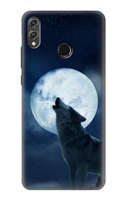 S3693 Grim White Wolf Full Moon Hülle Schutzhülle Taschen für Huawei Honor 8X