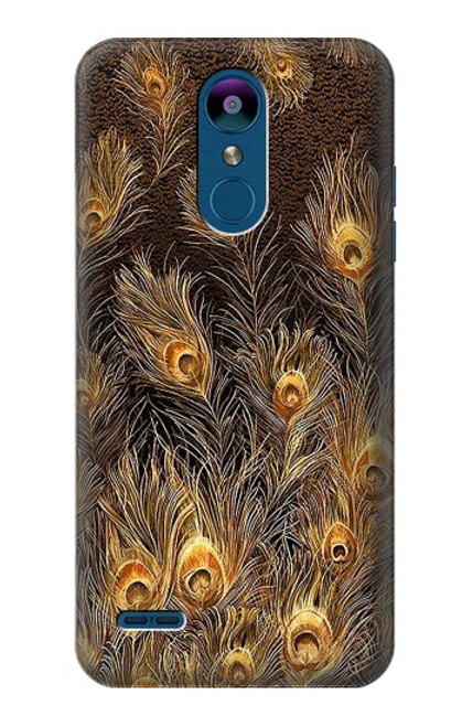 S3691 Gold Peacock Feather Hülle Schutzhülle Taschen für LG K8 (2018)