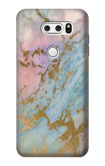S3717 Rose Gold Blue Pastel Marble Graphic Printed Hülle Schutzhülle Taschen für LG V30, LG V30 Plus, LG V30S ThinQ, LG V35, LG V35 ThinQ