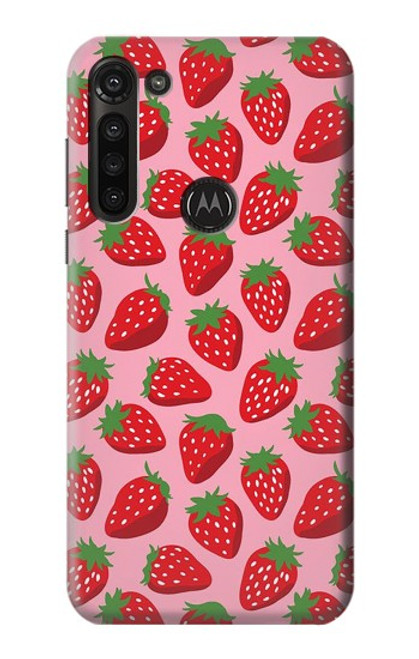 S3719 Strawberry Pattern Hülle Schutzhülle Taschen für Motorola Moto G8 Power