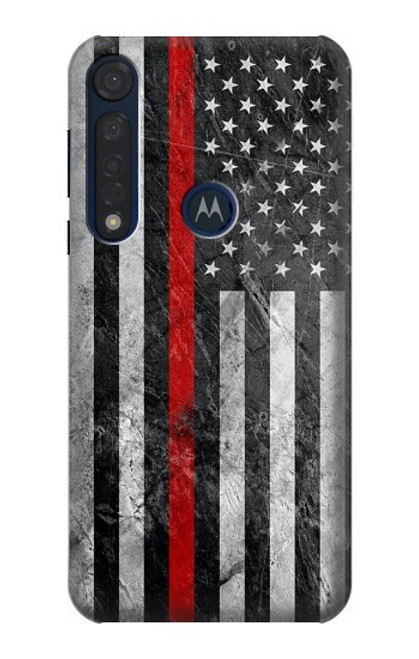 S3687 Firefighter Thin Red Line American Flag Hülle Schutzhülle Taschen für Motorola Moto G8 Plus