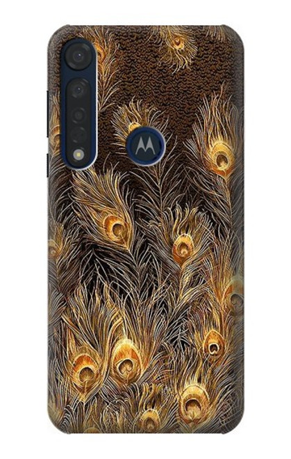 S3691 Gold Peacock Feather Hülle Schutzhülle Taschen für Motorola Moto G8 Plus