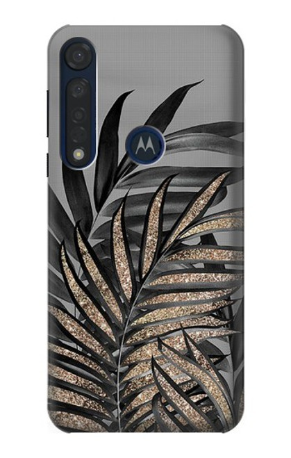 S3692 Gray Black Palm Leaves Hülle Schutzhülle Taschen für Motorola Moto G8 Plus