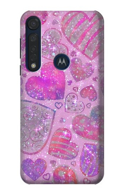 S3710 Pink Love Heart Hülle Schutzhülle Taschen für Motorola Moto G8 Plus