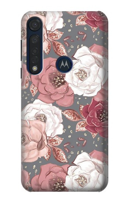 S3716 Rose Floral Pattern Hülle Schutzhülle Taschen für Motorola Moto G8 Plus