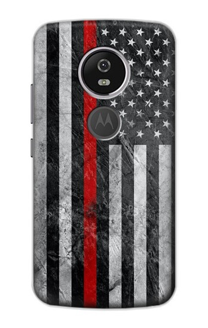 S3687 Firefighter Thin Red Line American Flag Hülle Schutzhülle Taschen für Motorola Moto E5 Plus