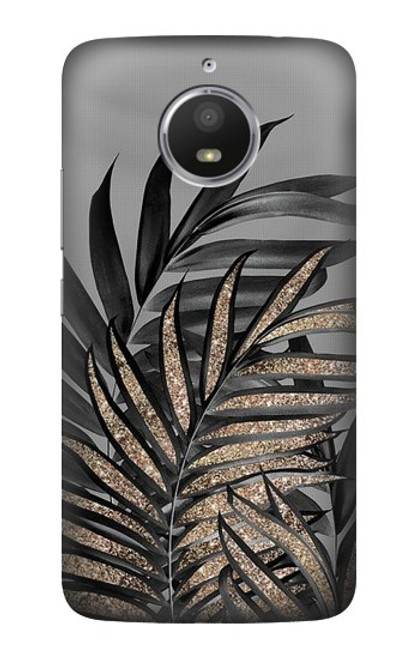 S3692 Gray Black Palm Leaves Hülle Schutzhülle Taschen für Motorola Moto E4 Plus